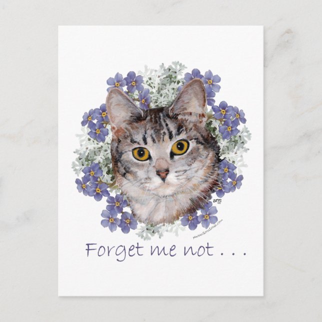 Tabby Cat Vergessen-Me-not Postkarte (Vorderseite)