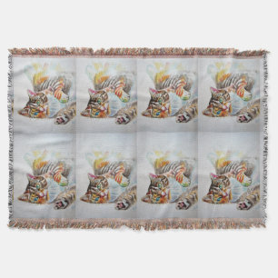 Tabby Cat Watercolor Cats Art Pet Throw Rucksack Decke