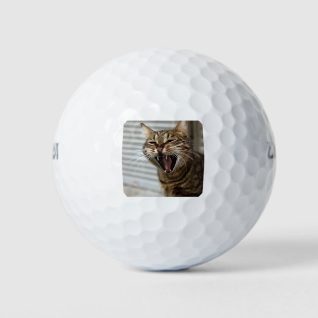 Tabby Cat Yawning Artistic Portrait Golfball (Vorderseite)