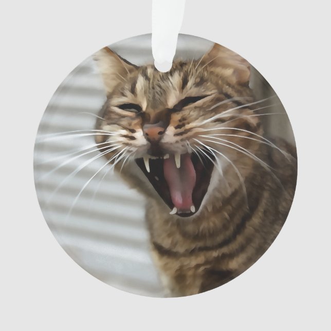 Tabby Cat Yawning Artistic Portrait Ornament (Vorderseite)