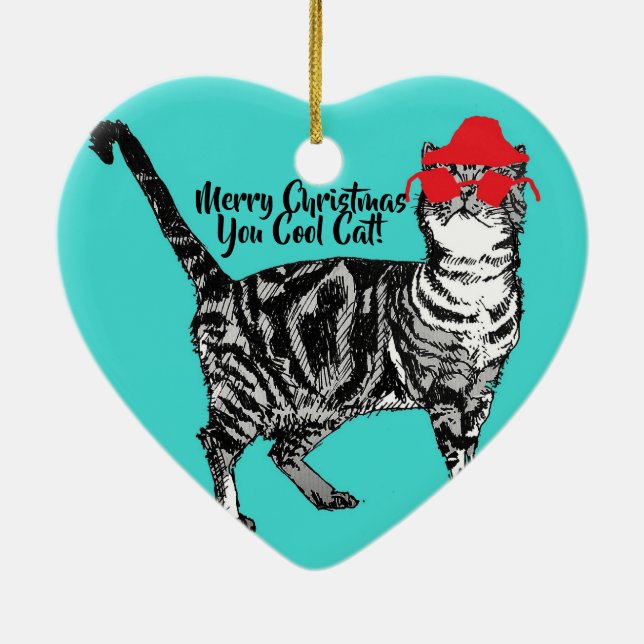 Tabby Cats Frohe Weihnachten Sie Cool Katzendekora Keramik Ornament (Hinten)