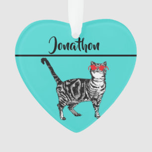 Tabby Cats 'One Cool Cat' Aqua Boys Mens Ornament