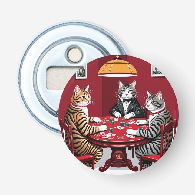 Tabby Cats Poker spielen Flaschenöffner (Vorderseite)