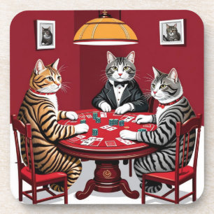 Tabby Cats Poker spielen Getränkeuntersetzer