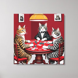Tabby Cats Poker spielen Leinwanddruck