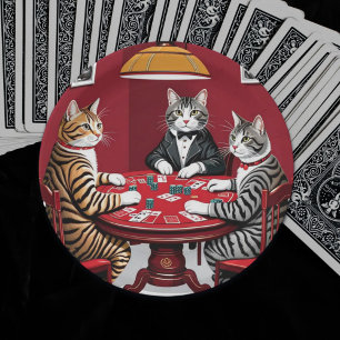 Tabby Cats Poker spielen Pappteller
