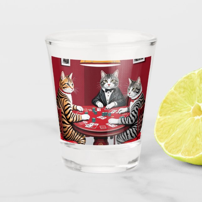 Tabby Cats Poker spielen Schnapsglas (Vorderseite)