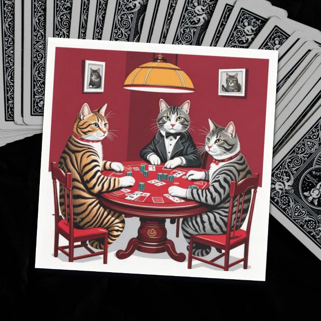 Tabby Cats Poker spielen Serviette (Von Creator hochgeladen)