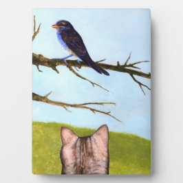 Tabby Cats Sprechen mit Vögeln Fotoplatte