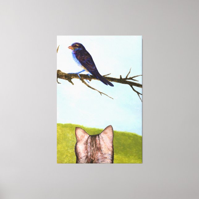 Tabby Cats Talk to Birds Leinwanddruck (Vorderseite)