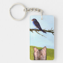 Tabby Cats Talk to Birds Schlüsselanhänger