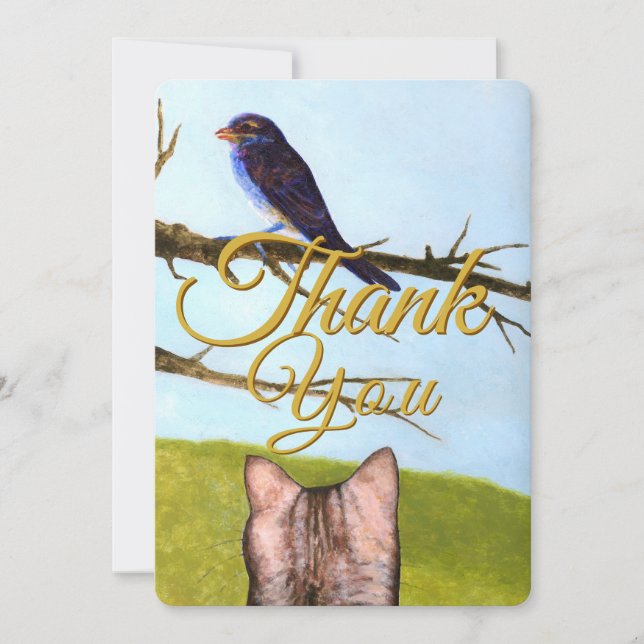 Tabby Cats Talk to Birds Thank You Card Dankeskarte (Vorderseite)