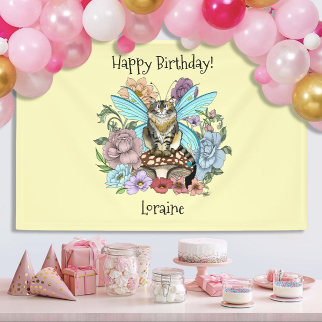 Tabby Fairy Cat Mushroom Floral Banner (Von Creator hochgeladen)