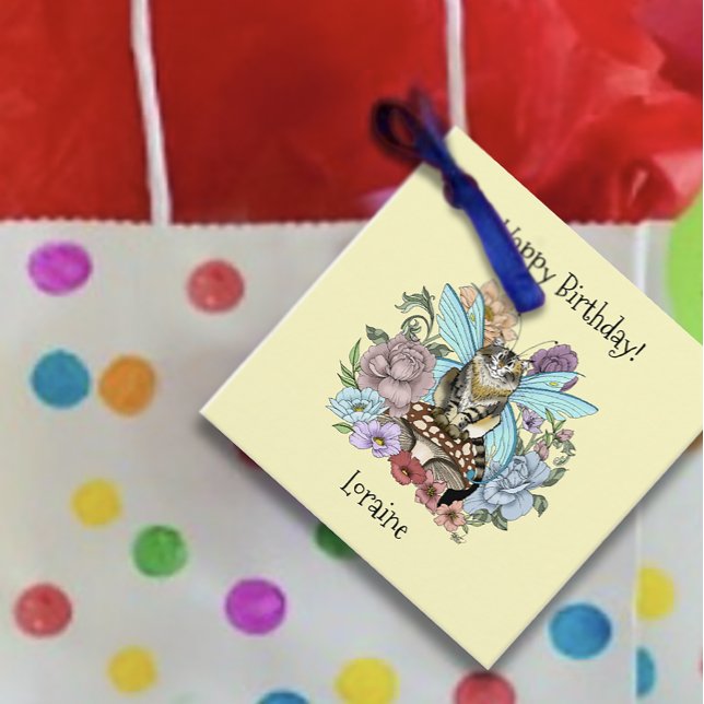 Tabby Fairy Cat Mushroom Floral Geschenkanhänger (Von Creator hochgeladen)