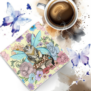 Tabby Fairy Cat Mushroom Floral Glasuntersetzer