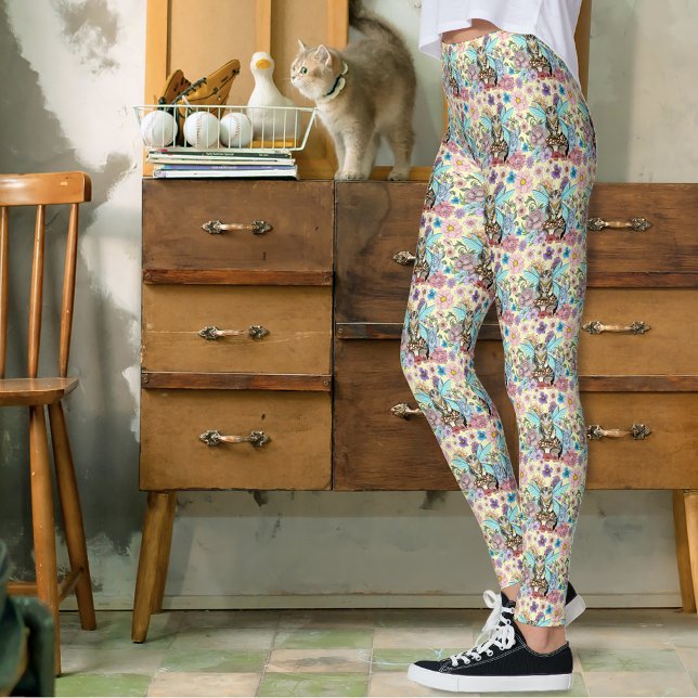 Tabby Fairy Cat Mushroom Floral Leggings (Von Creator hochgeladen)