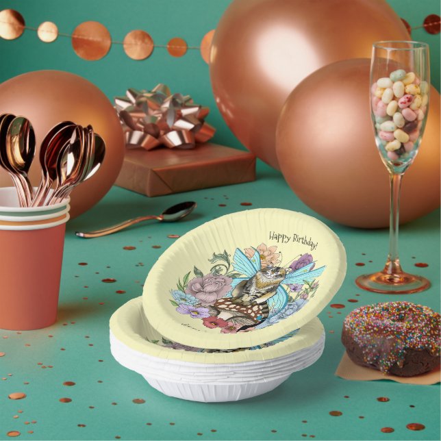 Tabby Fairy Cat Mushroom Floral Pappteller (Multi)