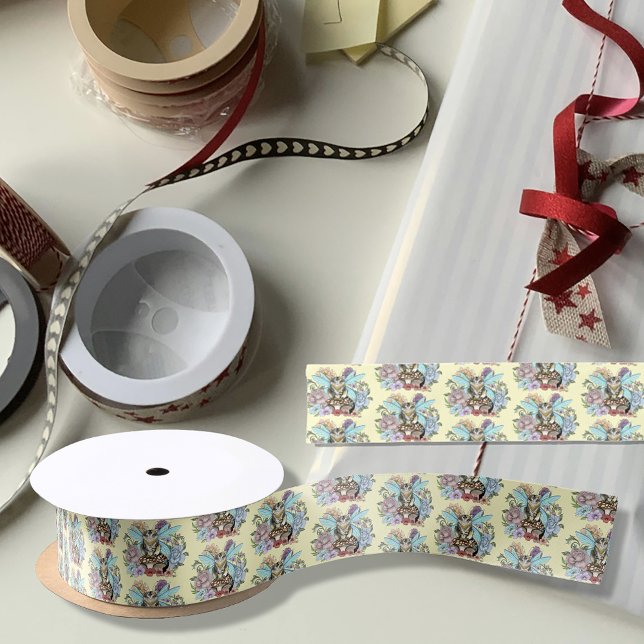 Tabby Fairy Cat Mushroom Floral Satinband (Von Creator hochgeladen)