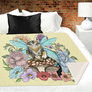 Tabby Fairy Cat Mushroom Floral Sherpadecke