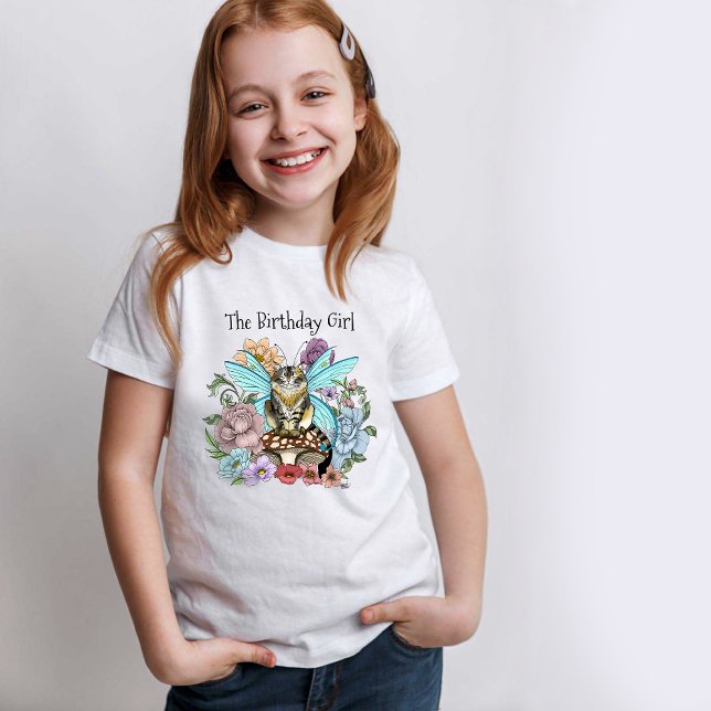 Tabby Fairy Cat Mushroom Floral T-Shirt (Von Creator hochgeladen)