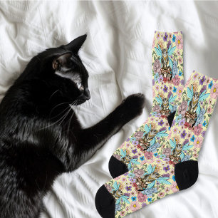 Tabby Fairy Cay Mushroom Floral Socken