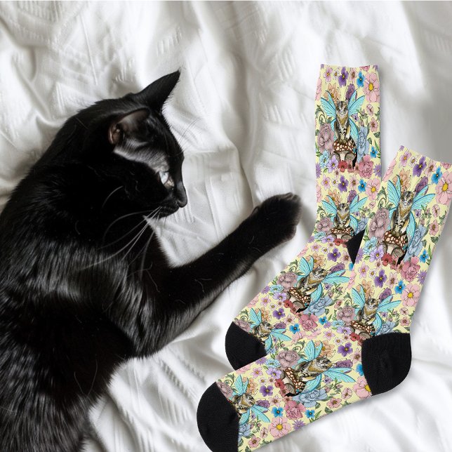 Tabby Fairy Cay Mushroom Floral Socken (Von Creator hochgeladen)