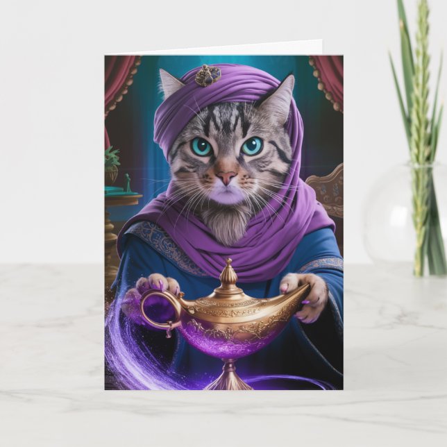 Tabby Genie Folded Greeting Card Karte (Vorderseite)