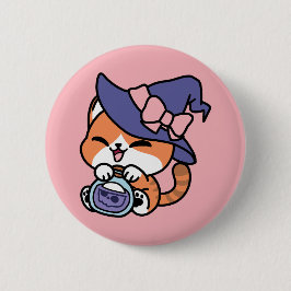 Tabby Hexenbrauen – Süßes Halloween-Katzendesign Button