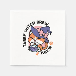 Tabby Hexenbrauen – Süßes Halloween-Katzendesign Serviette