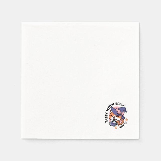 Tabby Hexenbrauen – Süßes Halloween-Katzendesign Serviette (Vorderseite)