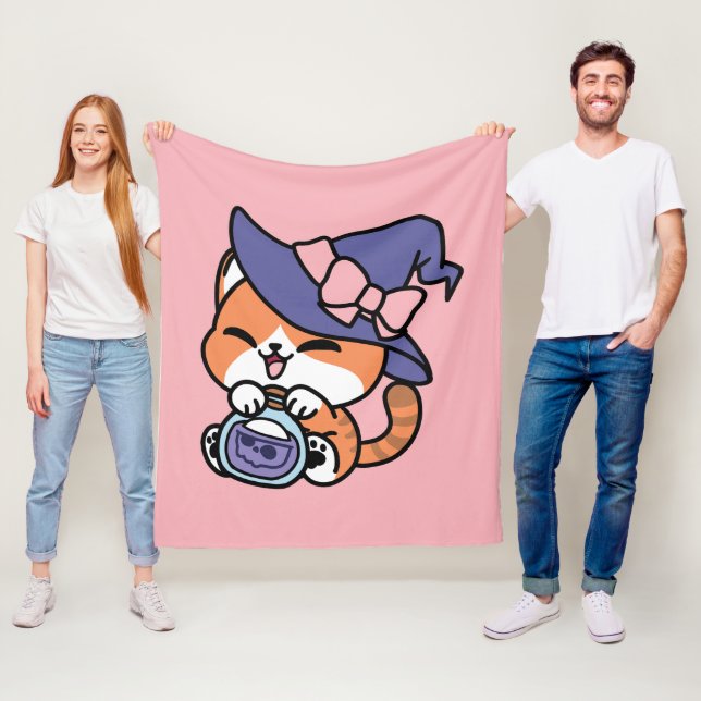 Tabby Hexentrank – Süßes Halloween-Katzendesign Fleecedecke (Beispiel)
