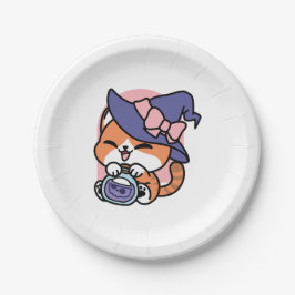 Tabby Hexentrank – Süßes Halloween-Katzendesign Pappteller