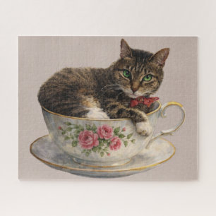 Tabby in einer Teetasse Puzzle