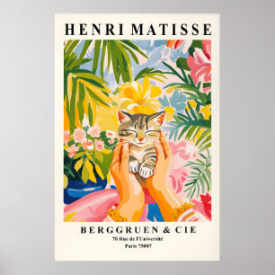 Tabby-Kätzchen-Kunstposter im Stil von Matisse Kat Poster