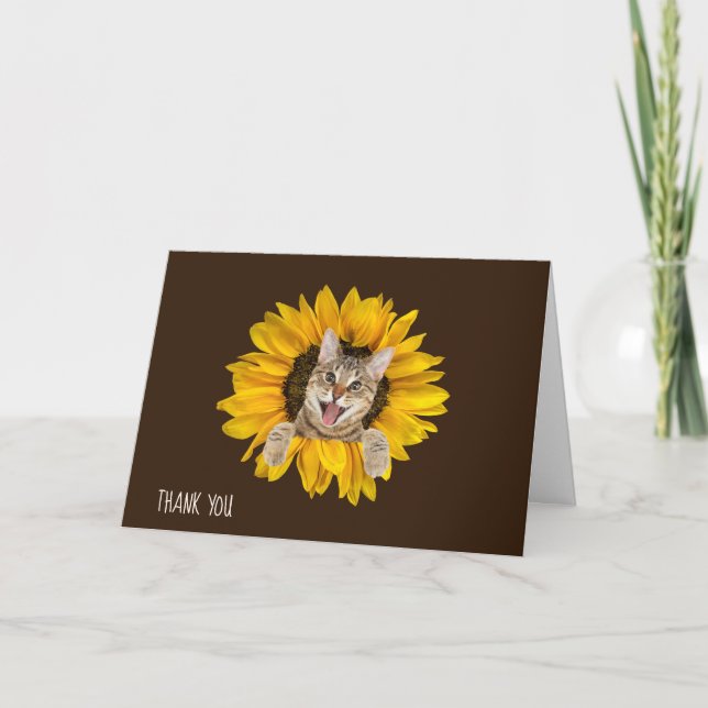 Tabby Katze im Sonnenblumengeschmack Karte (Vorderseite)
