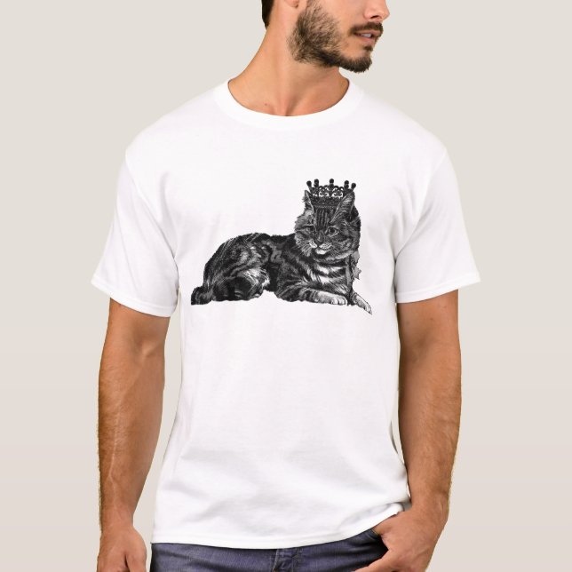 Tabby-Katze mit Krone T-Shirt (Vorderseite)