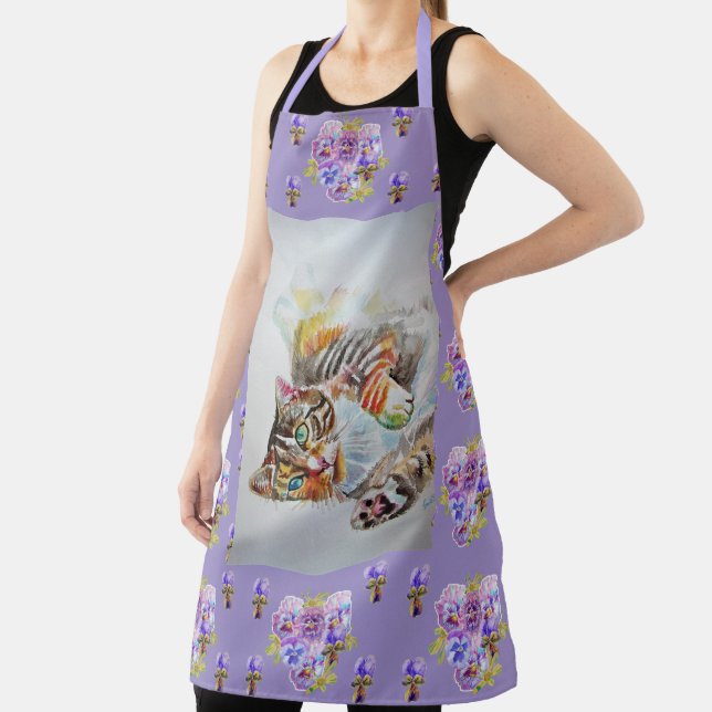 Tabby Katze Niedlich Wasserfarben Katzen Haustier  Schürze (InSitu)