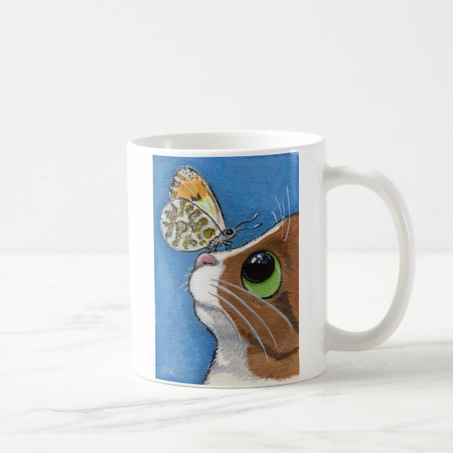 Tabby-Katze und orange Spitze-Schmetterling Kaffeetasse (Rechts)