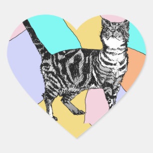 Tabby-Katzen-Aufkleber Mint Süße Katzen Haustiere Herz-Aufkleber