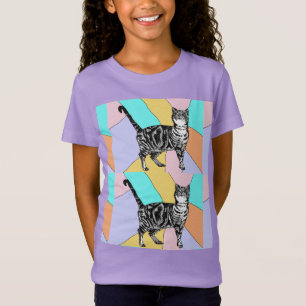 Tabby Katzen niedlich gestreifte Haustiere Mädchen T-Shirt