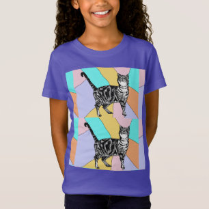 Tabby Katzen niedlich gestreifte Haustiere Mädchen T-Shirt