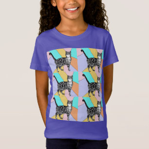 Tabby Katzen niedlich gestreifte Haustiere Mädchen T-Shirt