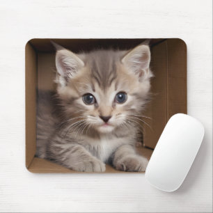 Tabby Kitten in Faltschachtel Mousepad