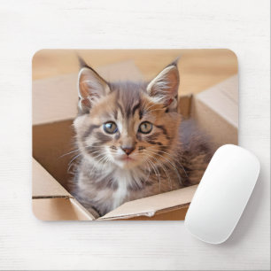 Tabby Kitten in Faltschachtel Mousepad
