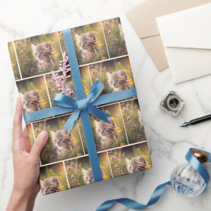 Tabby Kitten in Wildblumen Geschenkpapier