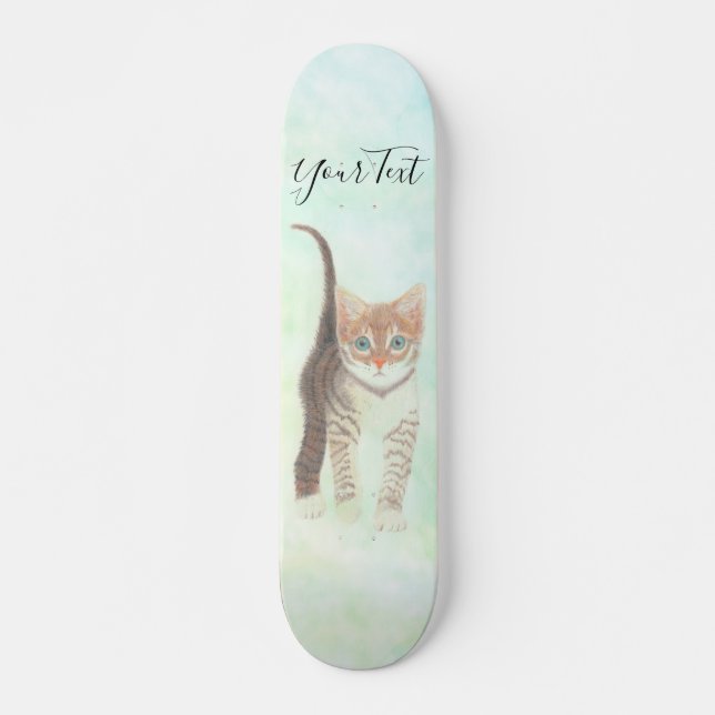 Tabby Kitten mit Textskateboard Skateboard (Vorne)