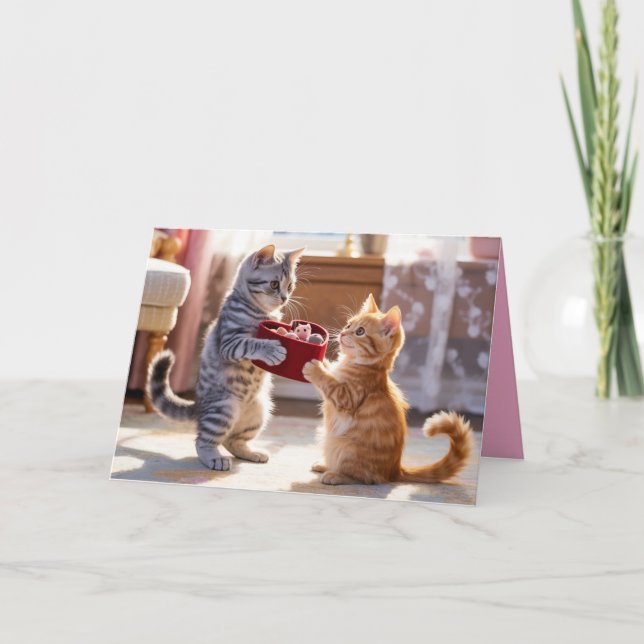 Tabby Kitten Valentine's Day Card Feiertagskarte (Vorderseite)