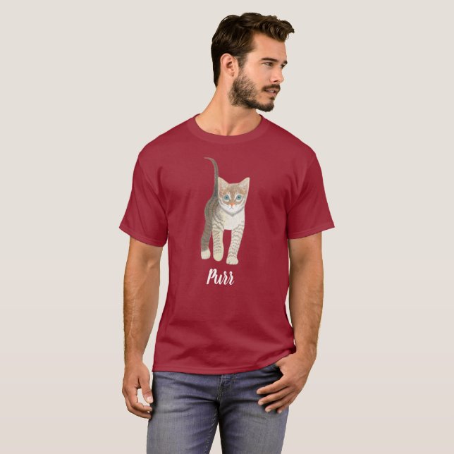Tabby Kitten With Text Maroon T-Shirt (Vorne ganz)