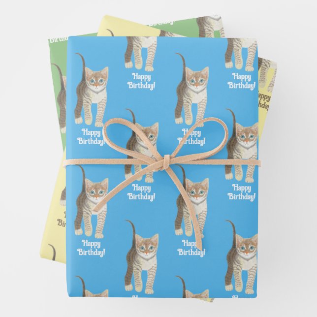 Tabby Kitten Wrapping Paper Sheets Personalize Geschenkpapier Set (Beispiel)