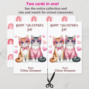 Tabby Kitty Cats Valentine-Klassenkarte Postkarte